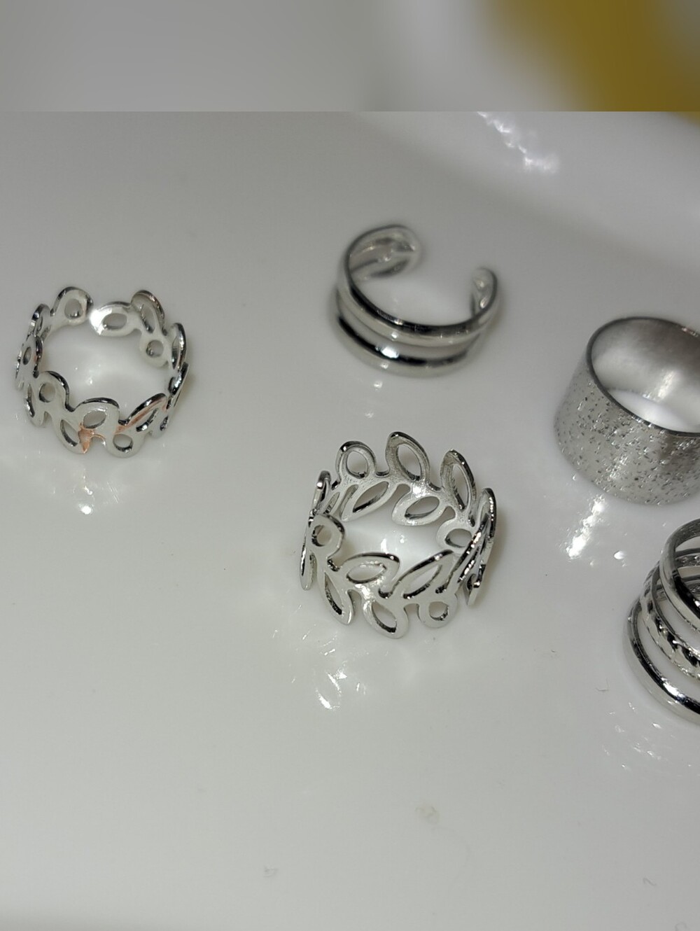 Silver Ear Cuff Set - Mixed Stackable Designs - Picture 4 of 6